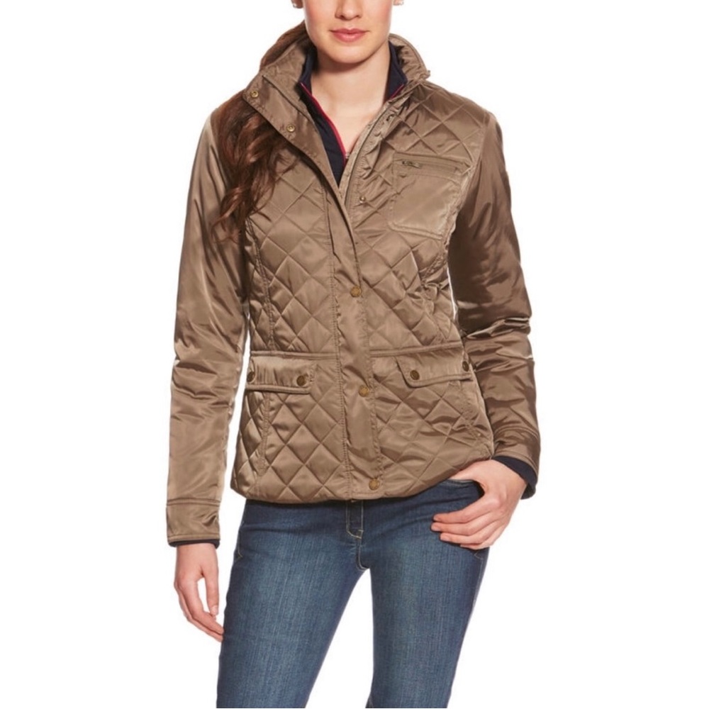 Jane Ashley, Plus Size 2X Jacket Brown Quilted Full Zip Pockets